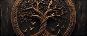 Kép – Fából készült életfa (120x50 cm)