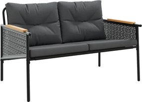 vidaXL fekete acél kerti pad párnákkal 116 cm