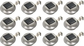 vidaXL 12 db fehér kerek kültéri napelemes LED lámpa 12 cm