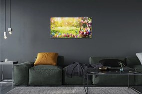 Canvas képek Kosár tojás virág rét 120x60 cm