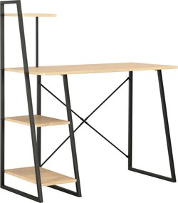vidaXL fekete és tölgyszínű íróasztal polcrendszerrel 102x50x117 cm