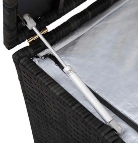 fekete polyrattan kerti tárolóláda 150 x 50 x 60 cm