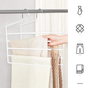 Csúszásmentes nadrágakasztók 4 db-os készlet, 32 x 35 x 0,5 cm, fehér