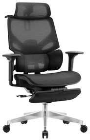 Felbontott Irodai prémium szék, hálós ergonomikus lábtartóval fekete