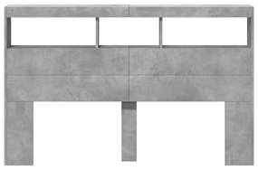 betonszürke áthidalószekrény LED-világítással 160 x 17 x 102 cm
