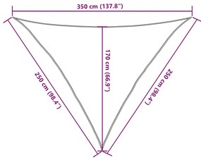 háromszög alakú HDPE napvitorla 160 g/m² 2,5x2,5x3,5 m