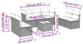 8 részes barna polyrattan kerti ülőgarnitúra párnákkal