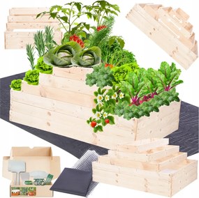 Magasított ágyás lépcsőzetes állítható fa 54x120x80