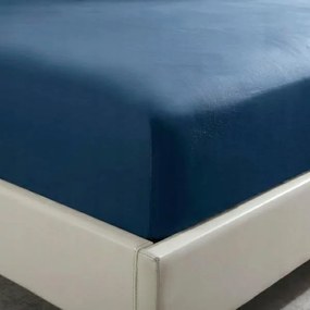 Szatén gumis lepedő 160x200 sötétkék egyszínű matracra