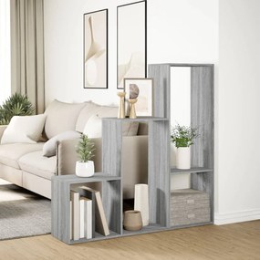 3 szintes szürke sonoma fa elválasztó könyvespolc 123x29x123 cm