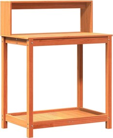 vidaXL barna tömör fenyőfa ültetőasztal polccal 82,5 x 50 x 109,5 cm