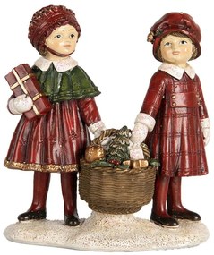 Gyerekek teli kosárral vintage karácsonyi figura