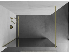 Mexen Kioto, Walk-In zuhany paraván 90 x 200 cm, 8 mm tükörmintás üveg, arany matt profil, 800-090-101-55-50