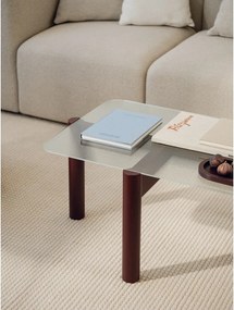 Borvörös dohányzóasztal üveg asztallappal 55x105 cm Kob – noo.ma