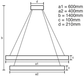 LED állítható fényerejű csillár kábellel LED/65W/230V 3000-6500K króm, DO