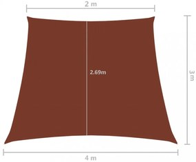terrakotta trapéz alakú oxford-szövet napvitorla 2/4 x 3 m