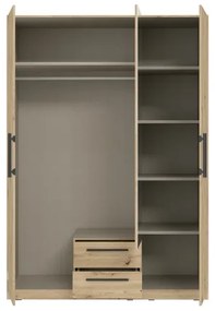 MARO gardróbszekrény tükörrel, 150x213 cm, artisan tölgy