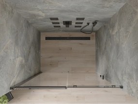 Mexen OMEGA tolózuhanyajtó 160 cm, fekete-átlátszó, 825-160-000-70-00