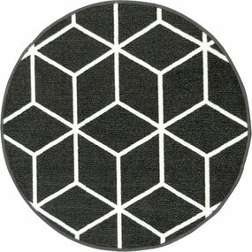 Gumírozott Szőnyeg Kerek Grafit Geometrikus Szék Alá Átm. 100 cm