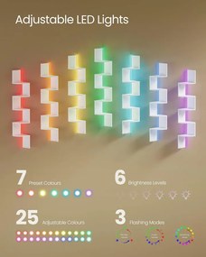 Fali sarokpolc RGB LED világítással, 5 szintes, matt fehér színben