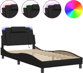 vidaXL fekete ágykeret Viana LED-ekkel matrac nélkül 100x203 cm