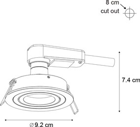 Modern beépíthető spotlámpa, antracit GU10, 50 mm-es kerek, dönthető - Rondoo