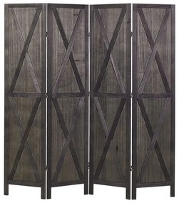 Összecsukható sötét faszínű paraván négy panellel 170 x 163 cm RIDANNA Beliani