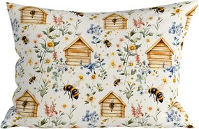 Pamut párnahuzat WOODEN HOUSES POLY 50x70 cm, színes kivitel