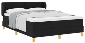 Boxspring Ágy Mattal - Fekete, 140x200 cm, Szövet