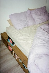 Barna borovi fenyő franciaágy ágyráccsal 140x200 cm Ziggy – Karup Design