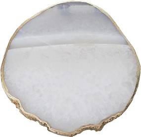 CRYSTAL poháralátét arany szegéllyel, fehér kvarc Ø10cm