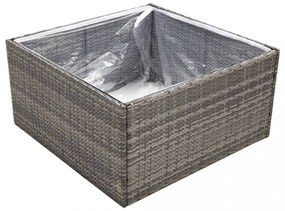 szürke polyrattan kerti ültetőláda 80 x 80 x 40 cm
