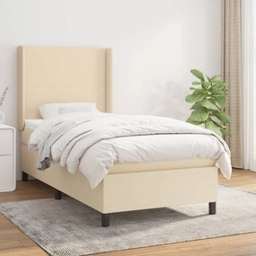 vidaXL krémszínű szövet rugós ágy matraccal 90 x 200 cm