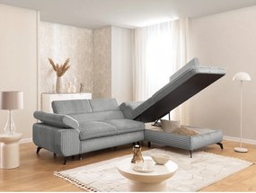 Világosszürke kordbársony sarokkanapé (jobb oldali-L alakú) Marbeya – Ropez