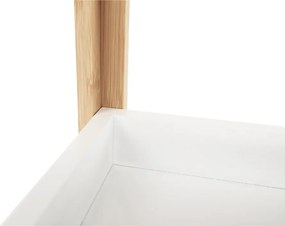 Sarokpolc, fehér/természetes bambusz, FONG