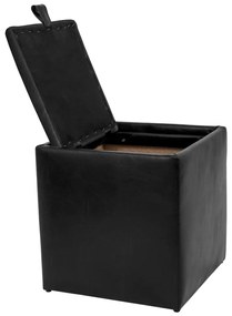 Kocka puff tárolóval, műbőr Fekete N