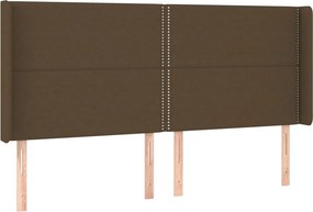 vidaXL sötétbarna szövet fejtámla szárnyakkal 203x16x118/128 cm
