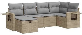 vidaXL 6 részes bézs polyrattan kerti ülőgarnitúra párnával