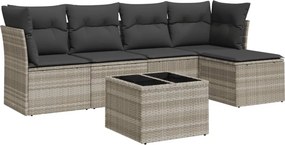 vidaXL 6 részes világosszürke polyrattan kerti ülőgarnitúra párnákkal