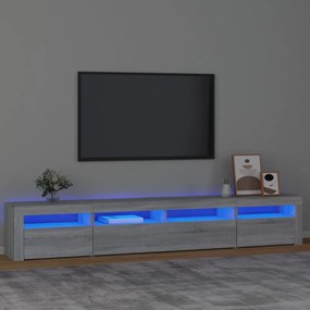 szürke sonoma színű TV-szekrény LED-lámpákkal 240x35x40 cm