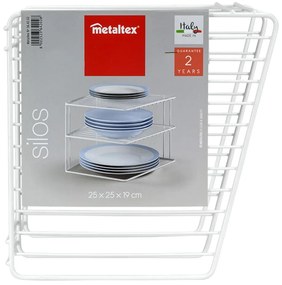 Fehér acél kiegészítő polc 25x25 cm Silos – Metaltex