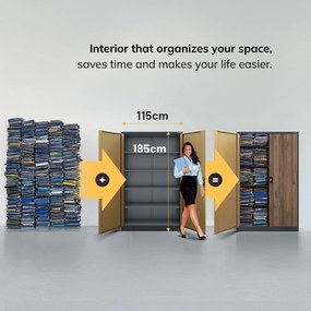 Fém irodai iratszekrény JAN II, Eco Design: antracit/dió