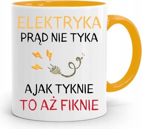 Sárga Bögre Ajándék Villanyszerelőnek Áram Nem Ketyeg A fényképes nyomattal