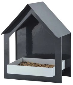 Modern stílusú fali fém madáretető ház, fekete