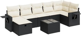 vidaXL 8 részes fekete polyrattan kerti ülőgarnitúra párnákkal