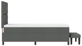 Box Spring Ágy Matraccal és Pad Sötétszürke 90x200 cm Szövet