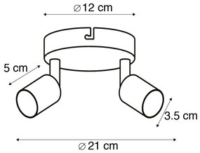 Modern fehér spotlámpa dönthető kerek 2-lámpás - Jeany