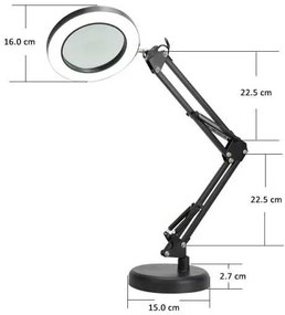 Platinet Magnify asztali lámpa 10 W, nagyító, fekete