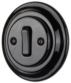 Bohemia-Design - Porcelán retro egyszeres kapcsoló, 6-os kerettel, fekete