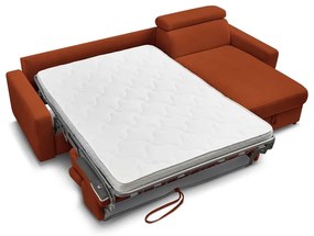 Téglavörös kinyitható sarokkanapé (variálható) Monaco – Bobochic Paris